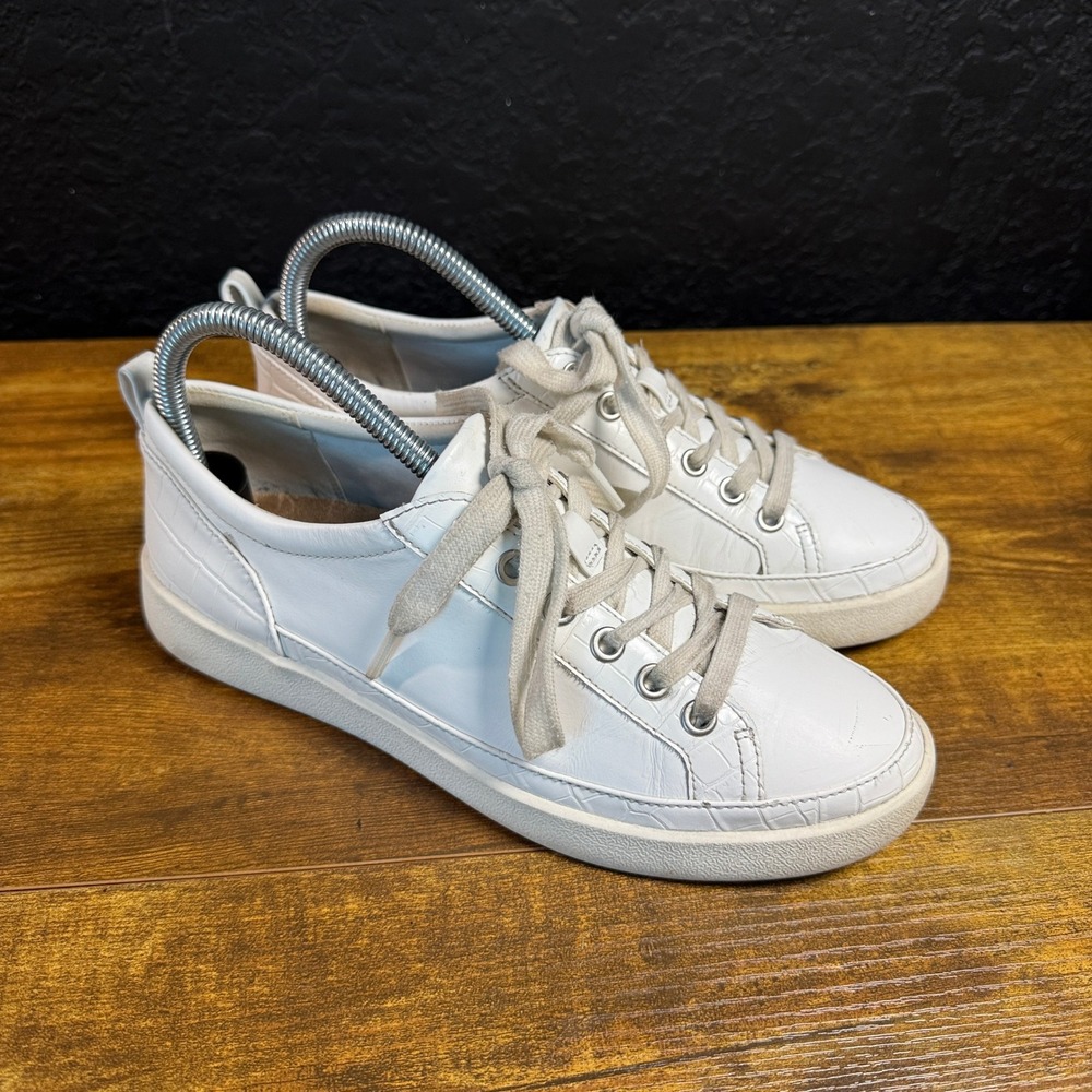 Vionic Winny White Leather Croco Embossed Sneaker Womens 7.5